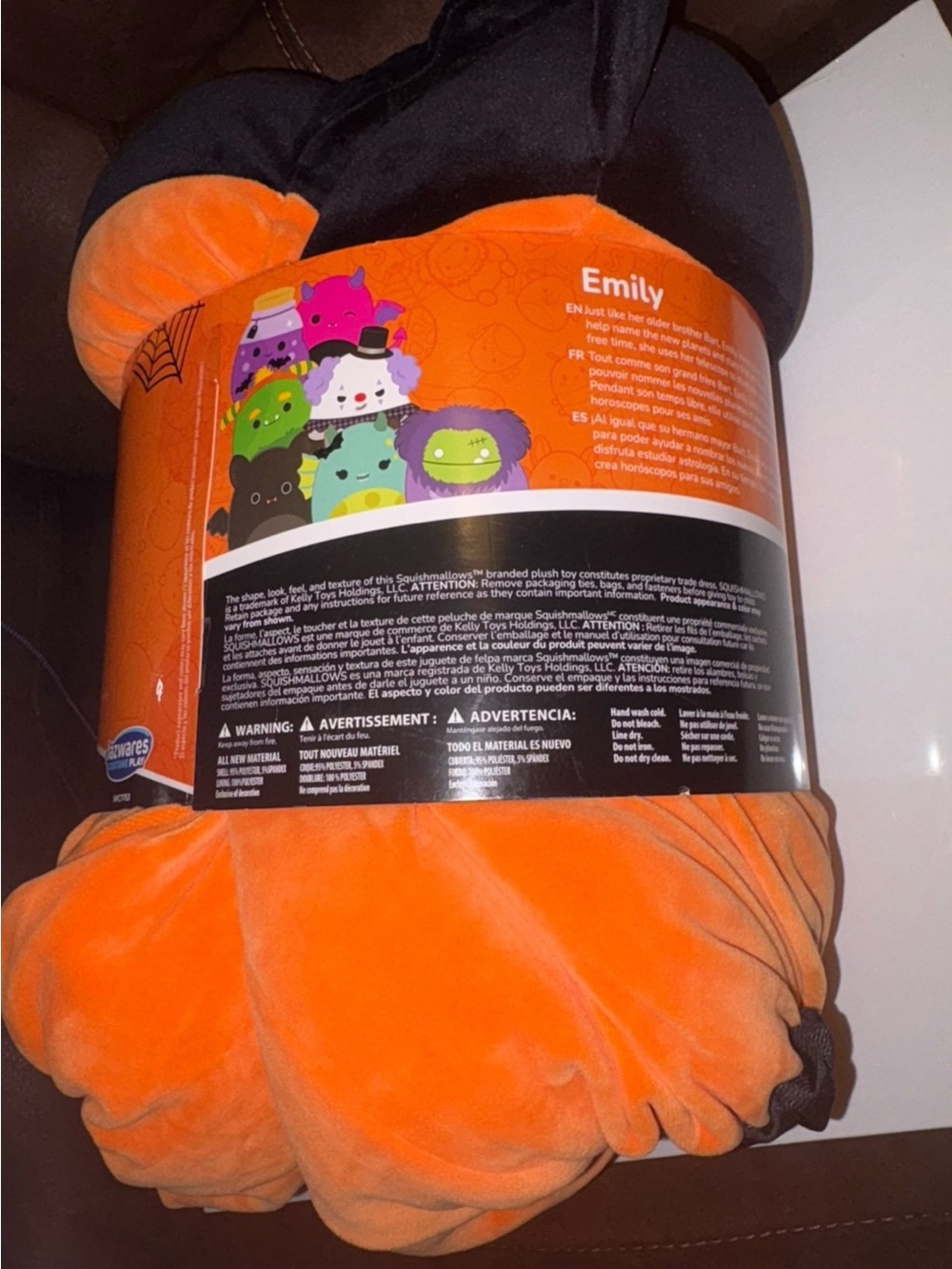 Squishmallow costume Emily black bat in pumpkin jack-o-lantern halloween plush - Picture 6 of 9